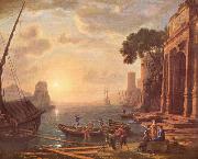 Claude Lorrain Hafen beim Sonnenuntergang oil painting reproduction